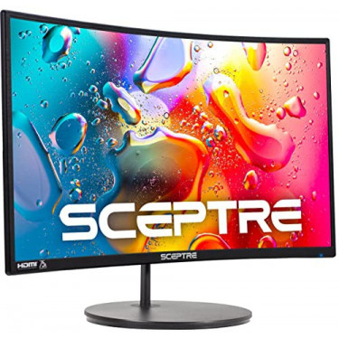 Sceptre Curved 27" 75Hz LED Monitor HDMI VGA Build-In Speakers, EDGE-LESS Metal Black 2019  C275W-1920RN 
