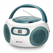 Byron Statics Portable CD Boombox with AM/FM Radio, Top Loading CD, 1W RMS x 2 Stereo Speaker, Aux-in Jack, LCD Display, AC11