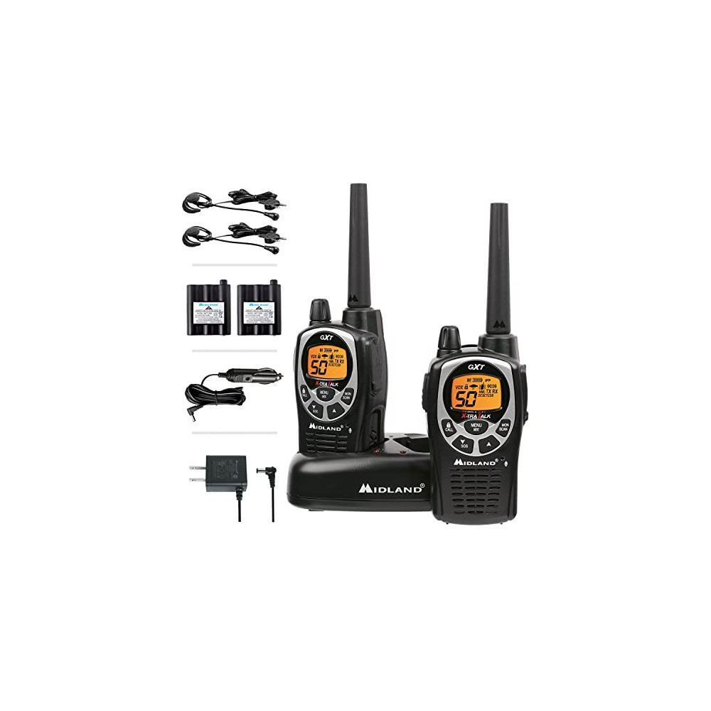 Midland 50 Channel Waterproof GMRS Two-Way Radio - Long Range Walkie Talkie with 142 Privacy Codes, SOS Siren, and NOAA Weath