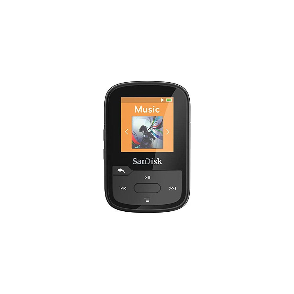 SanDisk 16GB Clip Sport Plus MP3 Player, Black - Bluetooth, LCD Screen, FM Radio - SDMX28-016G-G46K