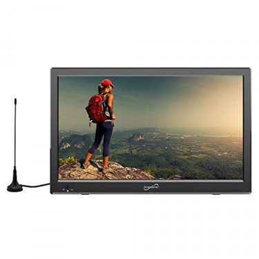 Supersonic SC-2813 13" Portable Widescreen LED TV with USB/SD Inputs, HDMI, FM Radio, Rechargeable Battery and AC/DC Compatib