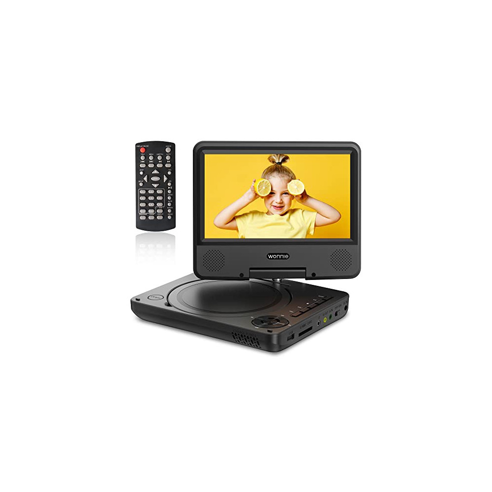 WONNIE 9.5" Portable DVD Player Car Headrest Video Players with 7.5" Swivel Screen, 5-Hours Rechargeable Battery, Regions Fre