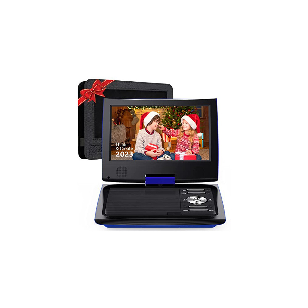 SUNPIN 11" Portable DVD Player for Car and Kids with 9.5 inch HD Swivel Screen, 5 Hour Rechargeable Battery, Dual Earphone Ja