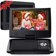 SUNPIN 11" Portable DVD Player for Car and Kids with 9.5 inch HD Swivel Screen, 5 Hour Rechargeable Battery, Dual Earphone Ja