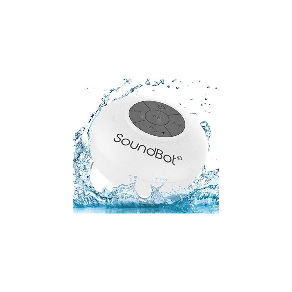 Soundbot SB510 HD Water Resistant Bluetooth Shower Speaker, Handsfree Portable Speakerphone with Built-in Mic, 6hrs of Playti