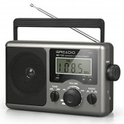 Greadio Portable Shortwave Radio,AM FM Transistor Radio with Best Reception,LCD Display,Time Setting,Battery Operated by 4 D 