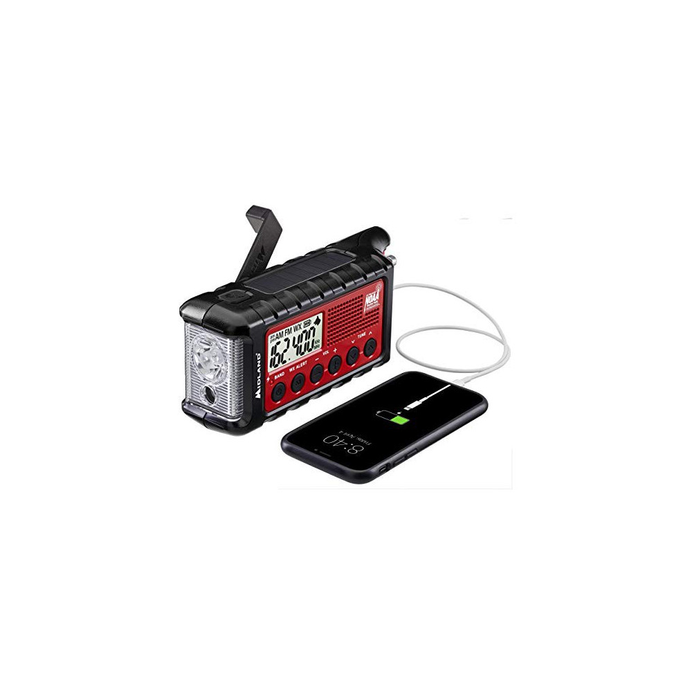 Midland - ER310, Emergency Crank Weather AM/FM Radio - Multiple Power Sources, SOS Emergency Flashlight, Ultrasonic Dog Whist