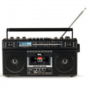 QFX J-220BT Boombox MP3 Conversion from Radio to Cassette with 4-Band  AM, FM, SW1, SW2  Radio with Bluetooth, Dual 3” Speake