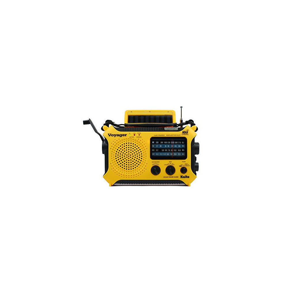 Kaito KA500 5-way Powered Solar Power,Dynamo Crank, Wind Up Emergency AM/FM/SW/NOAA Weather Alert Radio with Flashlight,Readi