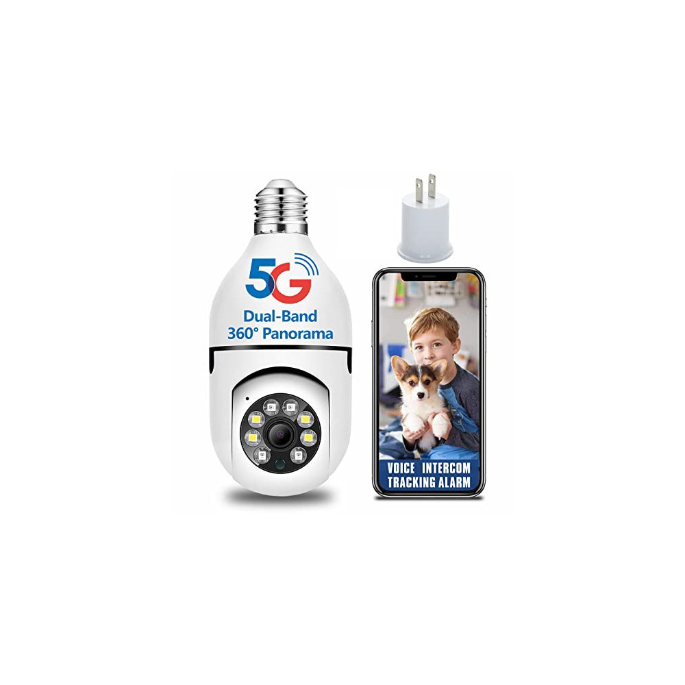 Security Camera Light Bulb Outdoor,Light Bulb Camera 2.4 ghz&5 ghz Light Bulb Security Camera Outdoor Wireless WiFi 360°Indoo