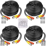 HISVISION 4 Pack 100ft BNC Video Power Cable, Security Camera Wire Cord Extension Cable with 8pcs BNC Connectors and 100pcs C