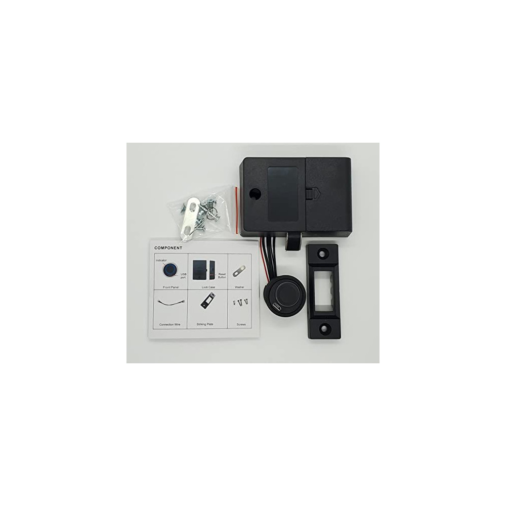 Lock Connection Fingerprint - Black Bezel Biometric Cabinet Lock F-B32.  F-B32-16"-- 16" Cable Length 