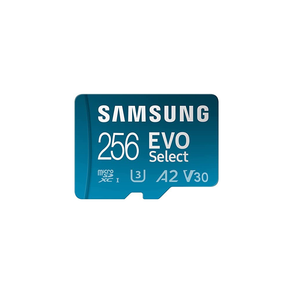 SAMSUNG EVO Select Micro SD-Memory-Card + Adapter, 256GB microSDXC 130MB/s Full HD & 4K UHD, UHS-I, U3, A2, V30, Expanded Sto