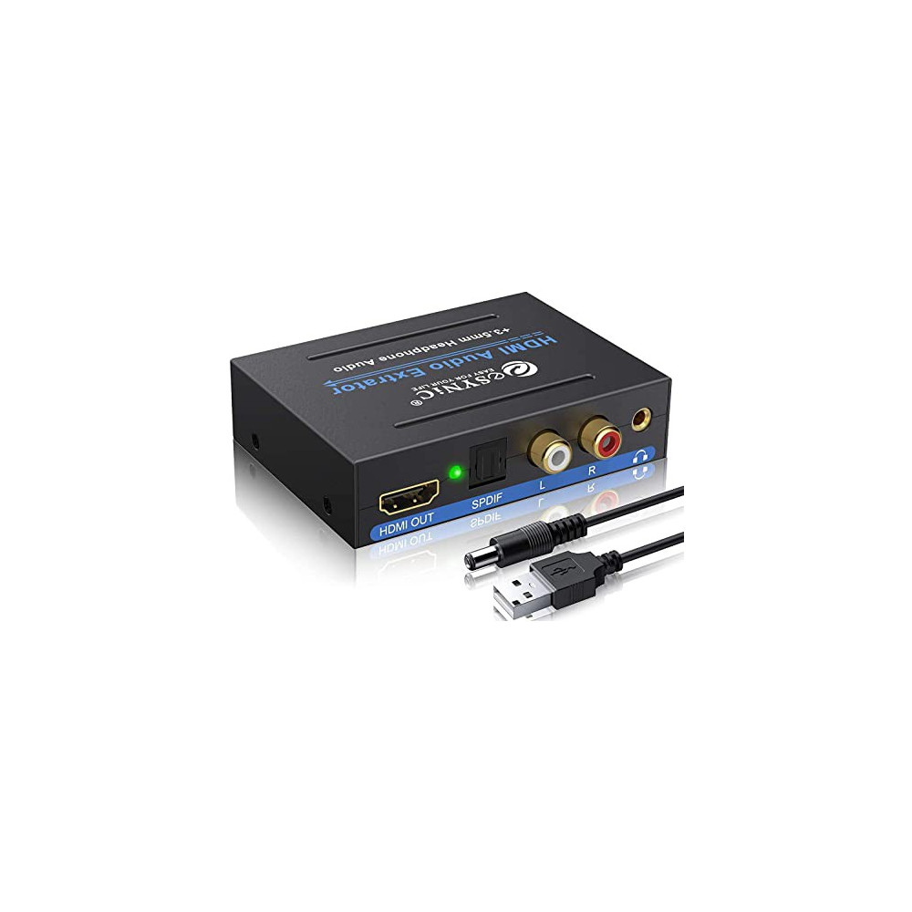 eSynic 4K HDMI Audio Extractor HDMI to HDMI + Optical TOSLINK SPDIF + Analog RCA L/R +3.5mm Jack Stereo Audio Video Splitter 