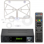 Five Star ATSC HD Digital TV Converter Box w/ 1080p Output, 40 Miles Over The Air OTA  Flat Antenna & Amplifier, Daily/Weekly