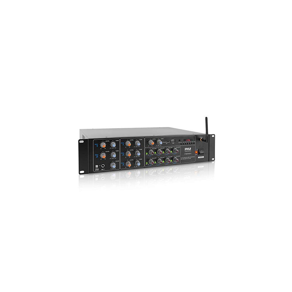 8-Channel Wireless Bluetooth Power Amplifier - 4000W Rack Mount Multi Zone Sound Mixer Audio Home Stereo Receiver Box System 