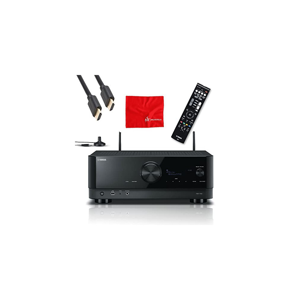 Yamaha TSR-700 7.1 Channel AV Receiver, Dolby Atmos with 8K HDMI, MusicCast, RX-V6A Comparable and Microtella Cloth - Black