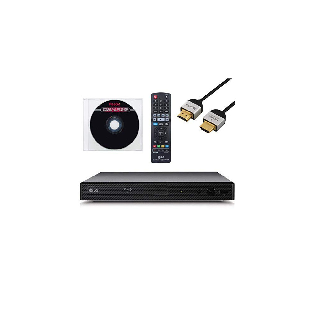LG BP350 Blu-Ray Disc Player with Built-in Wi-Fi - Amazon, Netflix, YouTube + Remote Control + NeeGo High-Speed HDMI Cable W/