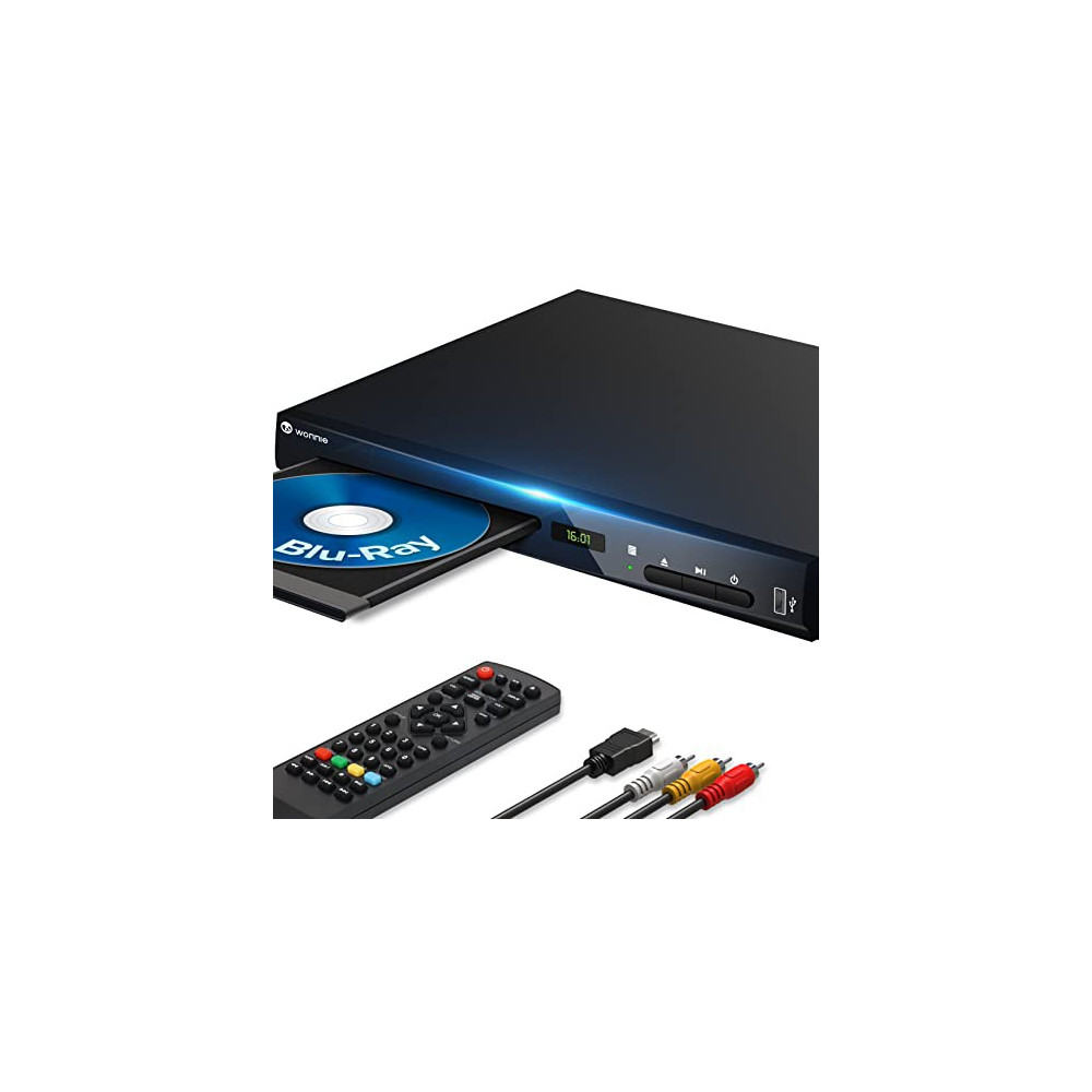 WONNIE Blu-Ray DVD Player for TV, 1080P Full HD Home Players with HDMI Output, Built in Dolby Atmos&NTSC/PAL System, Support 