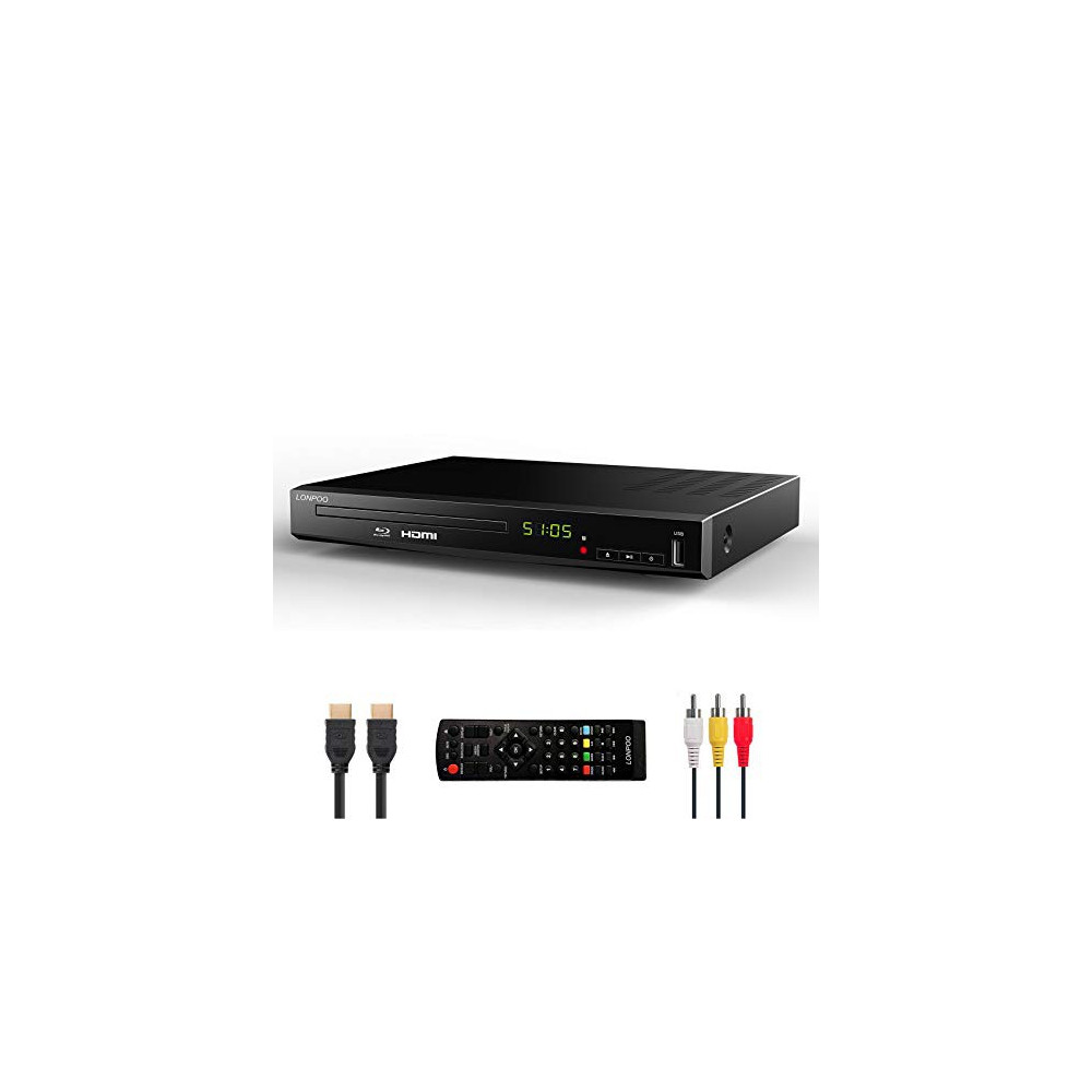 HD Blu-Ray Disc Player for TV with HDMI and AV Cables, Upscaling TV CD DVD Player 1080P, Built-in PAL NTSC, HDMI Output, AV O