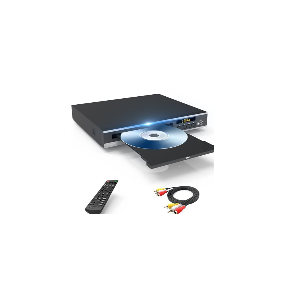 DVD Player, Region Free DVD Players for CD/DVDs, Compact DVD Player Supports NTSC/PAL System with RCA Stable Outputs/USB 128