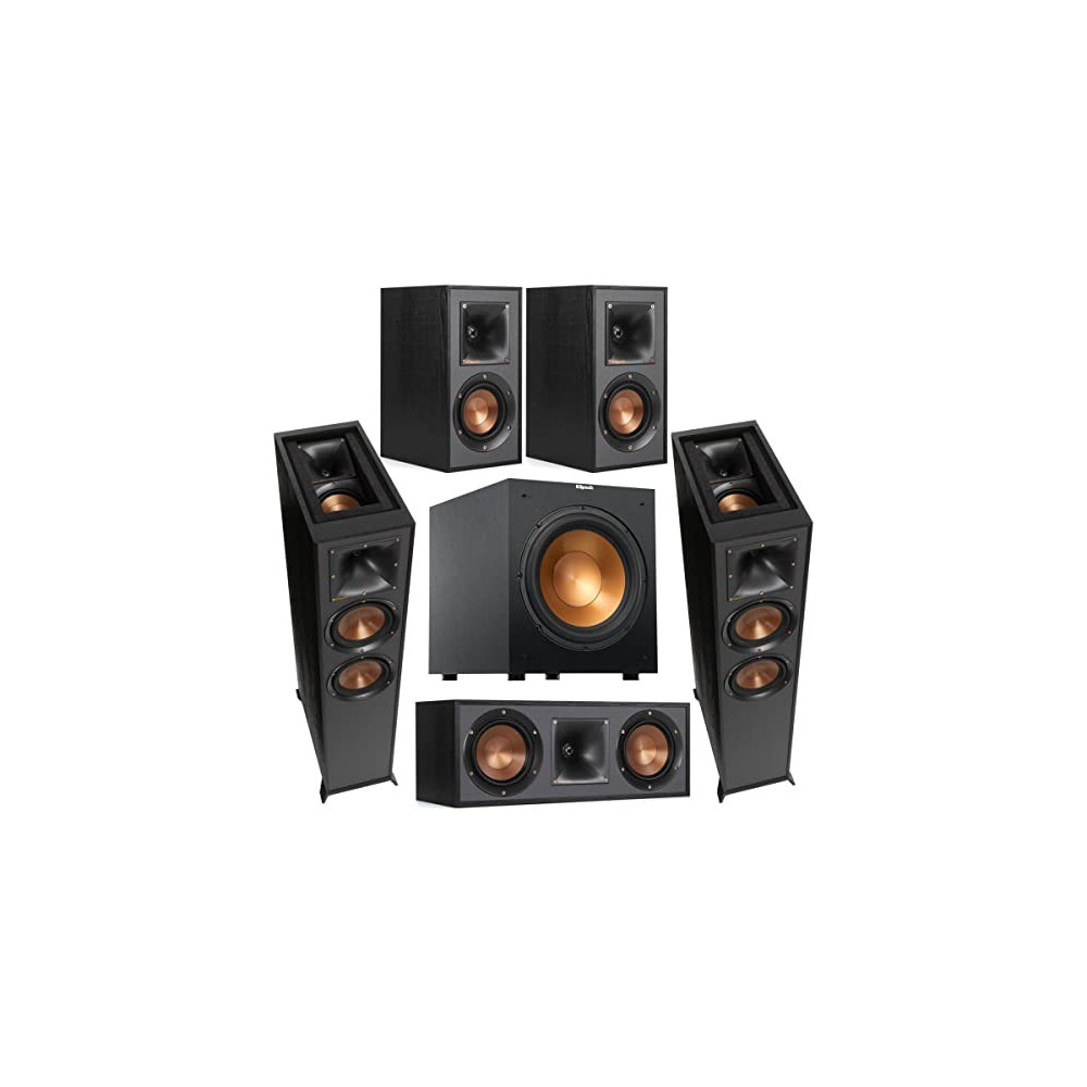 Klipsch Reference R-625FA 5.1 Home Theater Pack, Black Textured Wood Grain Vinyl