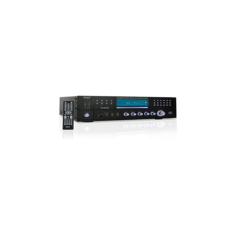 4-Channel Wireless Bluetooth Power Amplifier - 1000W Stereo Speaker Home Audio Receiver w/ FM Radio, USB, Headphone, 2 Microp