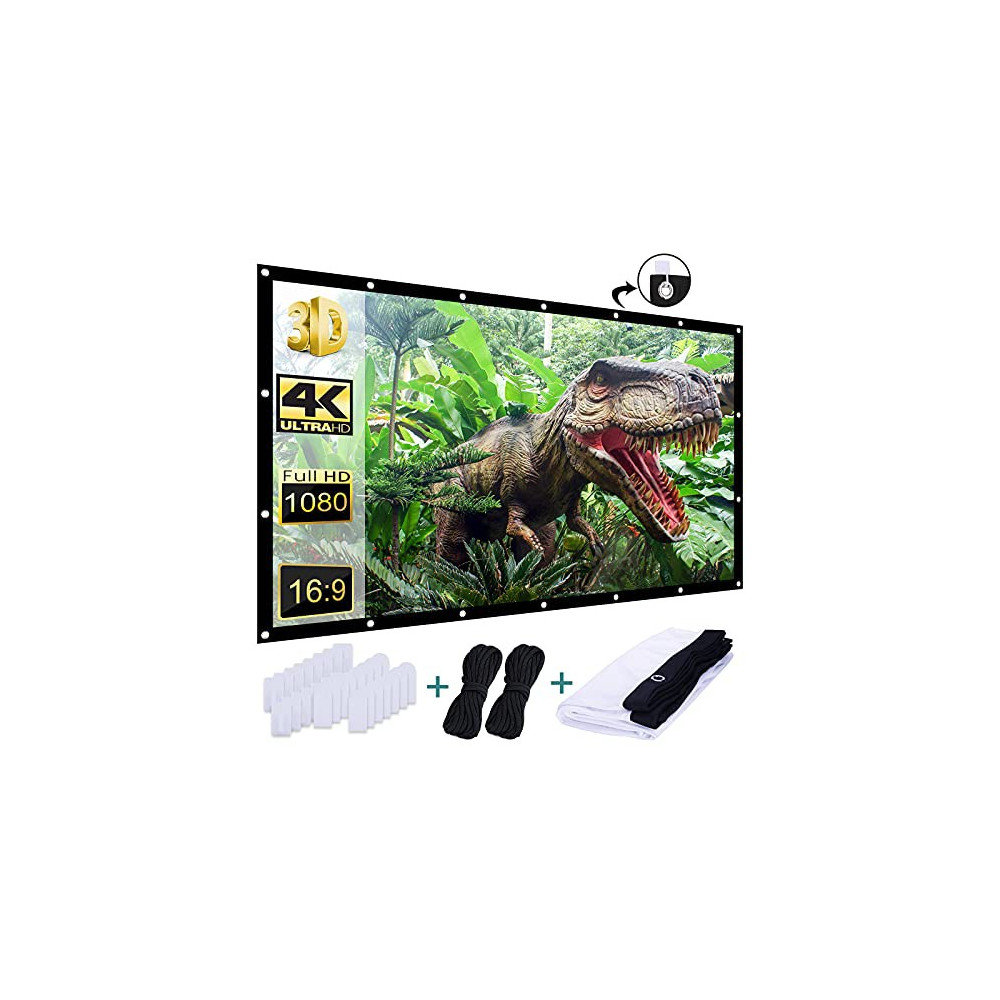 Outdoor Projection Screen 150 inch, Washable Projector Screen 16:9 Foldable Anti-Crease Portable Projector Movies Screen for 