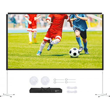 Projector Screen with Stand 120 inch Outdoor Indoor Projection Screen, Osoeri 16:9 4K Portable Double-Sided Front Rear Projec