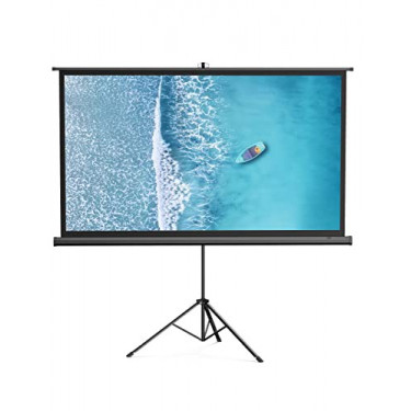 HYZ Projector Screen with Stand, 100 inch Large Indoor Outdoor PVC Movie Projection Screen 4K HD 16:9 Wrinkle-Free Design for