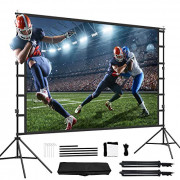 Projector Screen with Stand,150inch Indoor Outdoor Movie Projection Screen 4K HD 16: 9 Wrinkle-Free Design for Backyard Movie