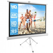 Portable Projector Screen Tripod Stand - Mobile Projection Screen , Lightweight Carry & Durable Easy Pull Assemble System for