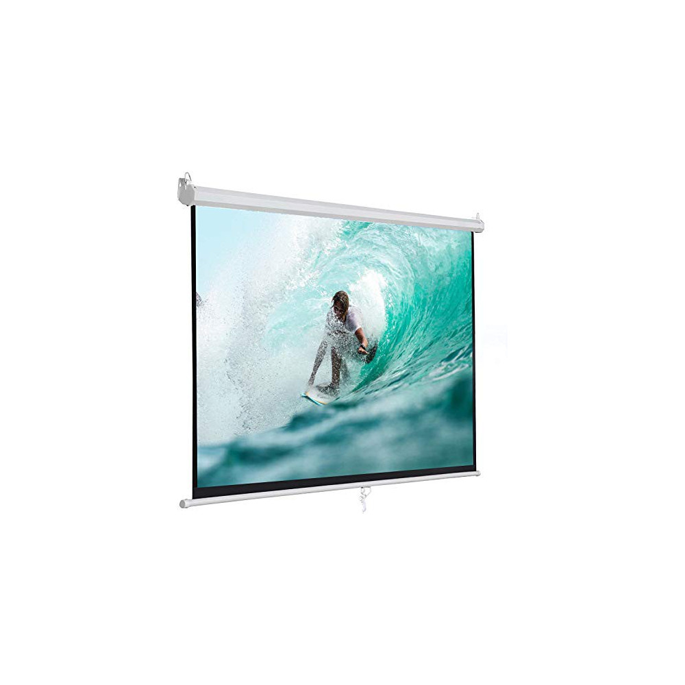 SUPER DEAL 100 16:9 HD Projection Screen Foldable Anti-Crease Portable Projector Movie Screen Manual Pull Down for Home The
