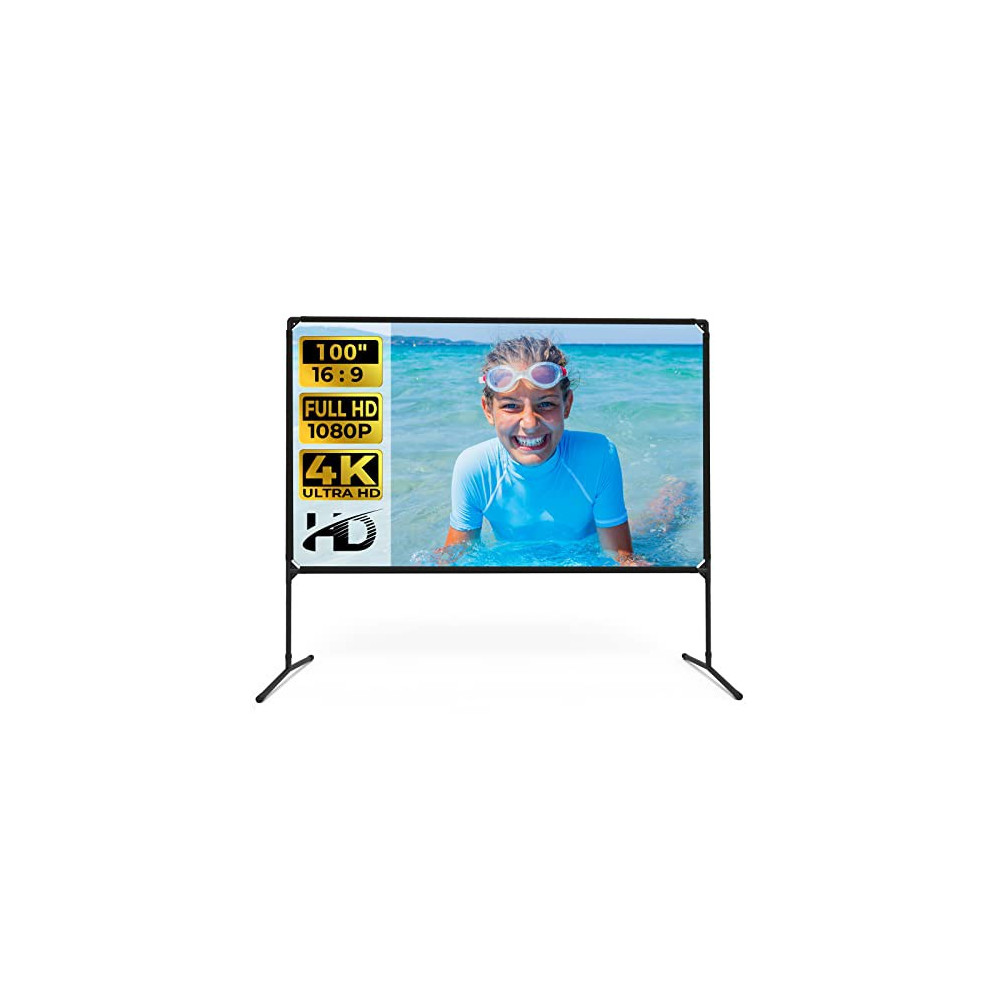 Projector Screen with Stand,100 Inch Outdoor Projector Screen and Stand,Thickened Wrinkle-Free Outdoor Movie Screen and Sturd