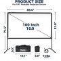 Projector Screen with Stand,100 Inch Outdoor Projector Screen and Stand,Thickened Wrinkle-Free Outdoor Movie Screen and Sturd