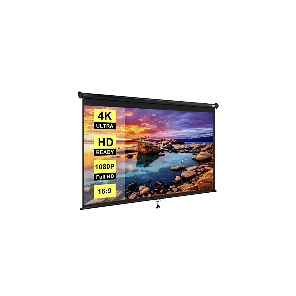 VIVOHOME 100 Inch Manual Pull Down Projector Screen, 16:9 HD Retractable Widescreen for Movie Home Theater Cinema Office Vide