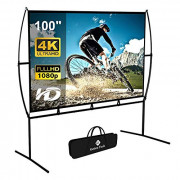 Projector Screen with Stand Foldable Portable Movie Screen 100 Inch（16：9）, HD 4K Double Sided Projection Screen Indoor Outdoo