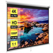 VIVOHOME 120 Inch Manual Pull Down Projector Screen, 1:1 HD Retractable Widescreen for Movie Home Theater Cinema Office Video