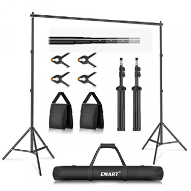 EMART Photo Video Studio 7x10Ft  W x H  Adjustable Background Stand Backdrop Support System Kit with Carry Bag