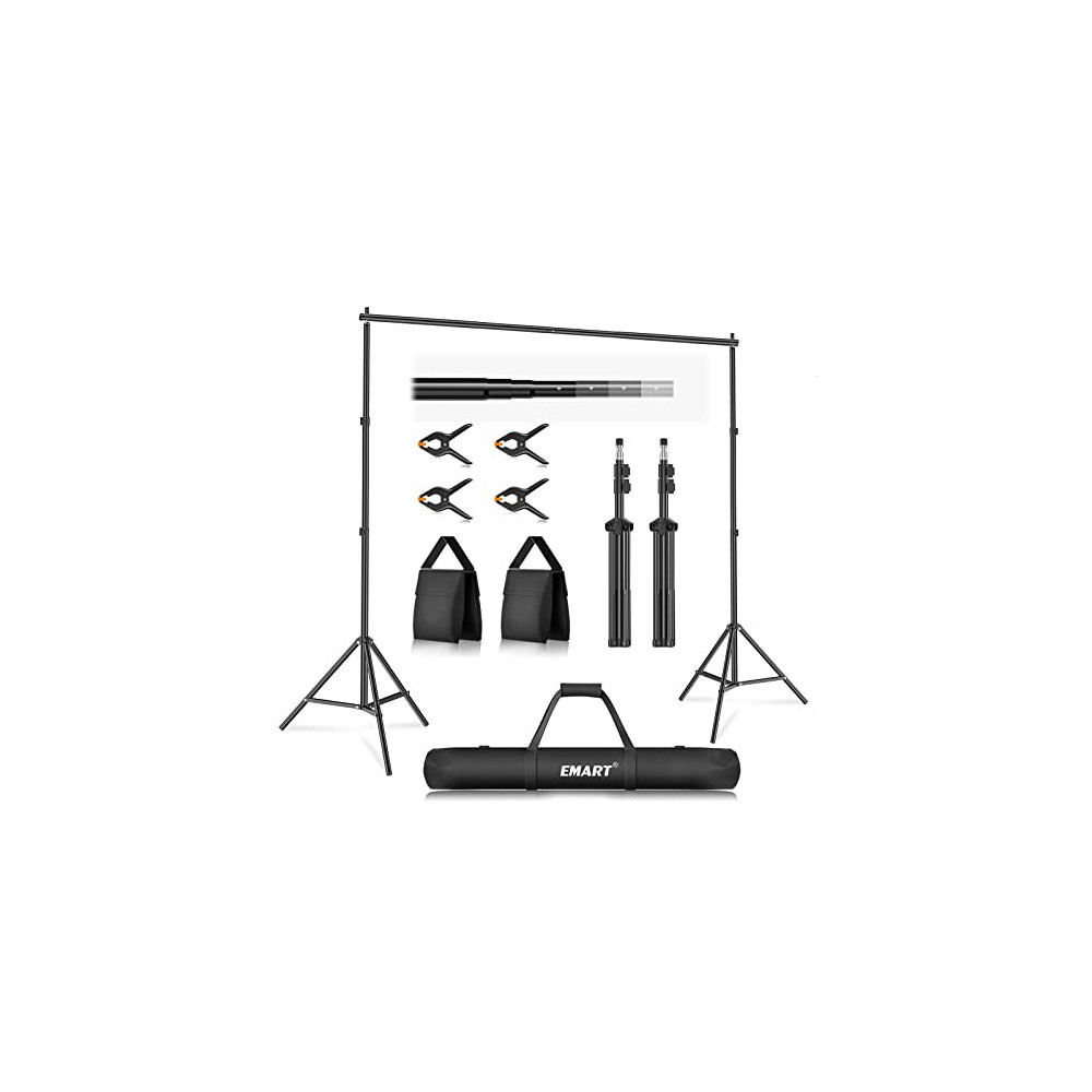 EMART Photo Video Studio 7x10Ft  W x H  Adjustable Background Stand Backdrop Support System Kit with Carry Bag