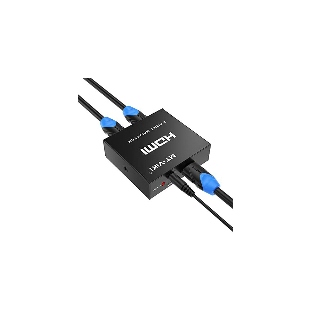 HDMI Splitter 1 in 2 Out, MT-ViKI Powered HDMI Splitter 1x2 Power 4K HDMI Splitter 2 Ports Hdmi Splitter for Dual Monitors w/