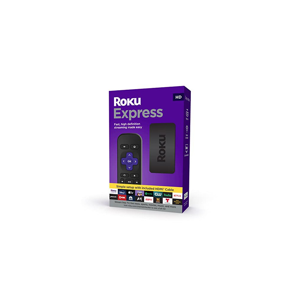 Roku Express HD Streaming Media Player with High Speed HDMI Cable and Simple Remote