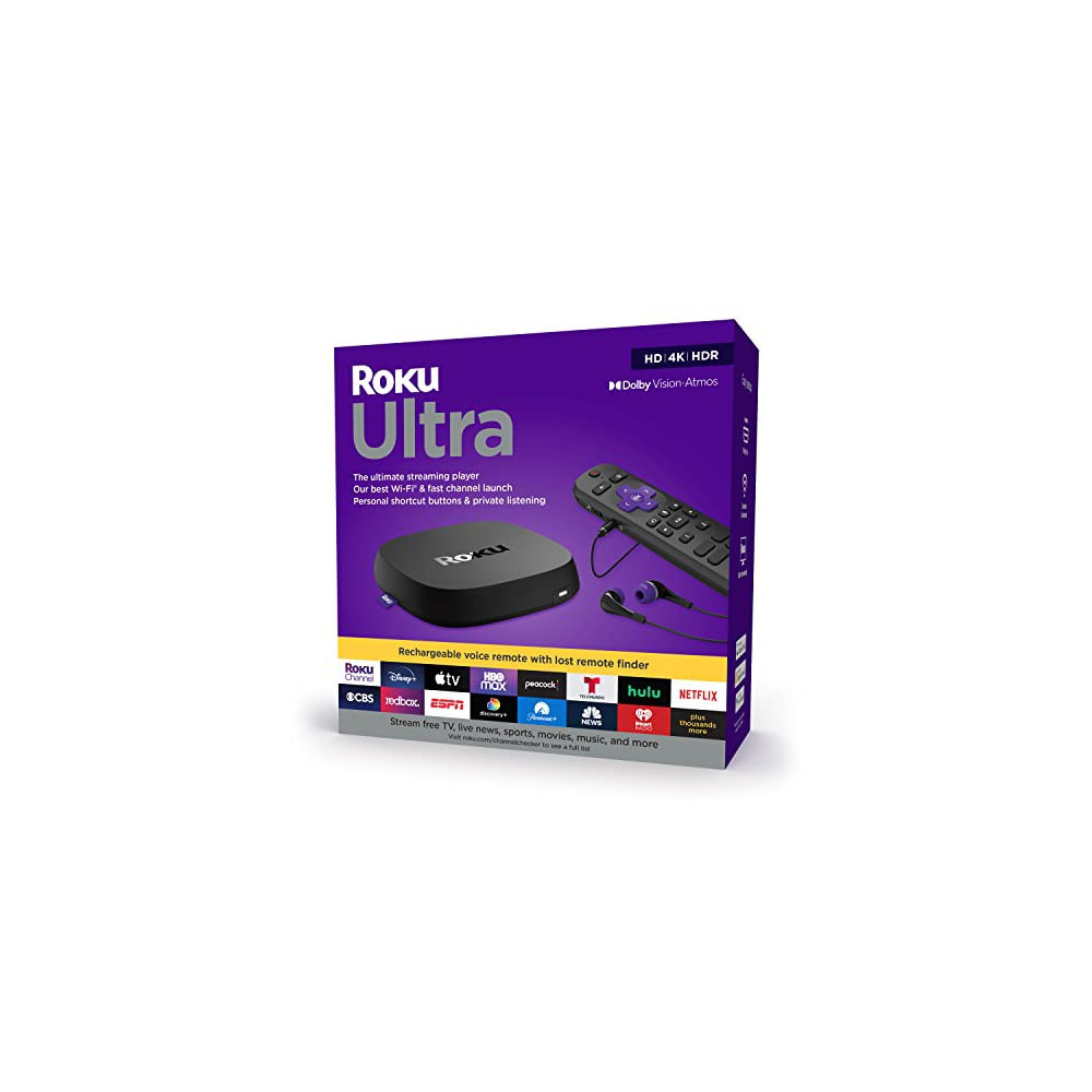 Roku Ultra 2022 4K/HDR/Dolby Vision Streaming Device and Roku Voice Remote Pro with Rechargeable Battery, Hands-Free Voice Co
