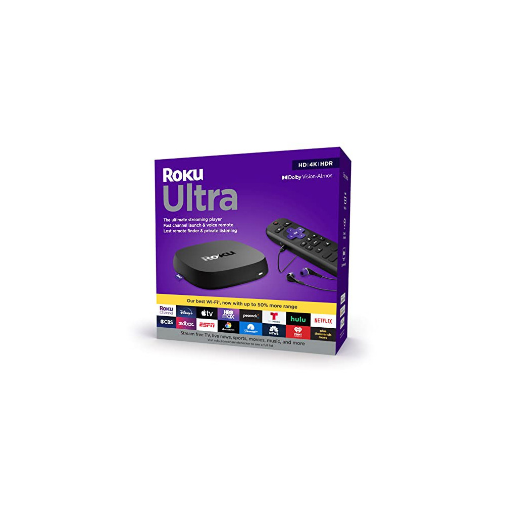 Roku Ultra | Streaming Device HD/4K/HDR/Dolby Vision with Dolby Atmos, Bluetooth Streaming, and Roku Voice Remote with Headph