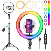 Weilisi 10" Ring Light with Stand 72 Tall & Phone Holder,38 Color Modes Selfie Ring Light with Tripod Stand,Stepless Dimmab