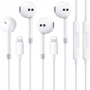 2 Pack-Apple Earbuds with Lightning Connector Built-in Microphone & Volume Control [Apple MFi Certified] Headphones Compatibl