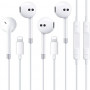 2 Pack-Apple Earbuds with Lightning Connector Built-in Microphone & Volume Control [Apple MFi Certified] Headphones Compatibl