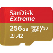 SanDisk 256GB Extreme microSDXC UHS-I Memory Card with Adapter - Up to 160MB/s, C10, U3, V30, 4K, A2, Micro SD - SDSQXA1-256G