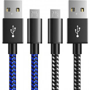 PS4 Controller Charger Charging Cable 10ft 2 Pack Nylon Braided Extra Long Micro USB 2.0 High Speed Data Sync Cord Compatible