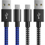 PS4 Controller Charger Charging Cable 10ft 2 Pack Nylon Braided Extra Long Micro USB 2.0 High Speed Data Sync Cord Compatible
